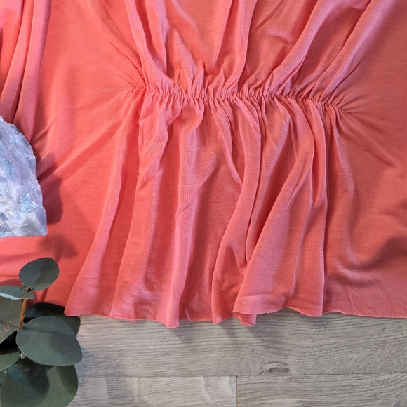 Zara W&B Collection Peach Coral Flutter Top - Picture 4 of 4